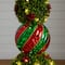 3ft. Pre-Lit Artificial Christmas Ornament Boxwood Topiary Tree with 70 Warm White LED Lights